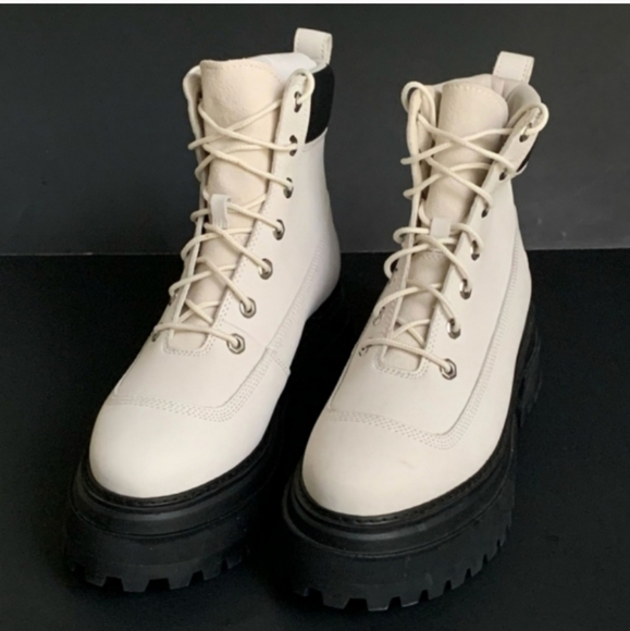 Timberland Sky Platform Chunky Boots Lace Up White 9.5 Round Toe Women - Picture 6 of 16